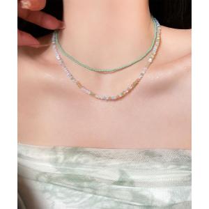 ネックレス 「 ammy. / エイミードット 」 ２連 パステル カラー ビーズ ネックレス レディース