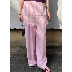 パンツ MEDI DENIMLIKE LACE DOCKING LAYERED PANT レディース