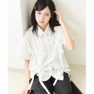 ブラウス シャツ 夏 半袖 半袖アソートフリルドロストリボンシャツ レディース