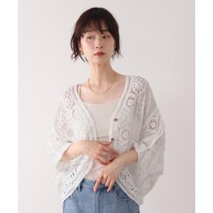 カーディガン スクエアクロシェカーディガン レディース