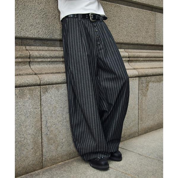 ワイドパンツ ジーンズ STRIPED CURVE SILHOUETTE BUGGY DENIM／ス...