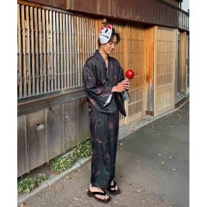 浴衣 3点セットメンズ浴衣(羽織り・ワンタッチ角帯・下駄) メンズ