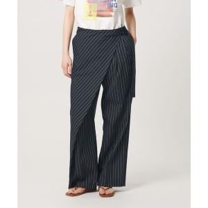 ワイドパンツ パンツ フロントラップ ベルト パンツ ウォッシャブル レディース