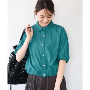 ブラウス シャツ 夏 半袖 「接触冷感/洗える」クロップド丈シャツ レディース