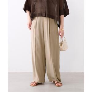 ワイドパンツ パンツ とろみタックパンツ「2サイズ展開」「セットアップ対応」 レディース