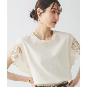 tシャツ 半袖 ひんやり涼しい/フローズン袖レースプルオーバー半袖/665876 レディース