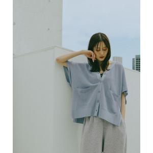 カーディガン サラサラDRYVネックカーディガン半袖/655857 レディース