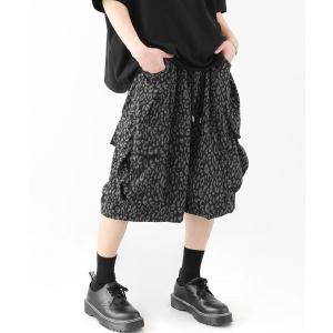 ワイドパンツ パンツ レオパード ワイドカーゴハーフパンツ イージーショーツ メンズ レディース