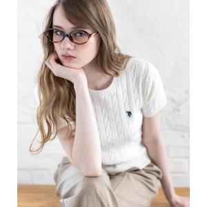 ニット セーター 「U.S. POLO ASSN.」clear 別注 クルーネックケーブル半袖ニットトップス レディース