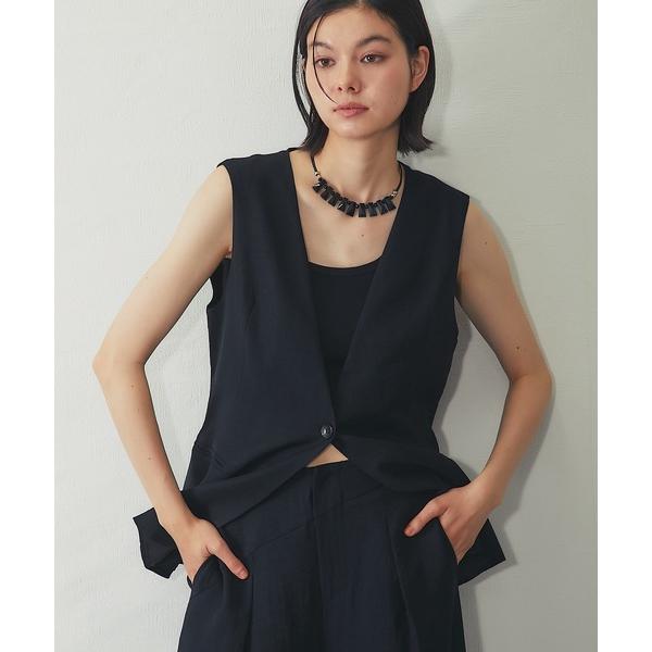ベスト ジレ セットアップ対応リネン混ジレ レディース