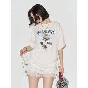 tシャツ 半袖 ローズロゴルーズTシャツ レディース