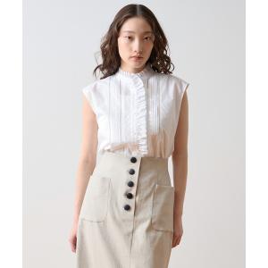 ブラウス シャツ ピンタックレースフリルブラウス レディース