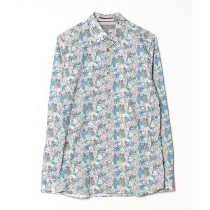 「Ted Baker」 花柄長袖シャツ 15.5 ブルー メンズ