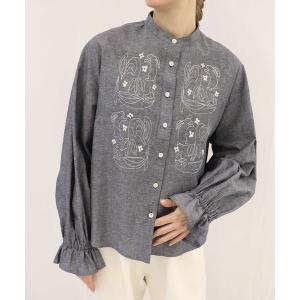 「haupia」 長袖ブラウス MEDIUM ネイビー レディース