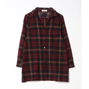 「GEORGES RECH」 チェック柄7分袖ネルシャツ - ブラウン レディース