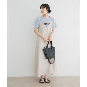 ワンピース 夏 「洗濯可」リネンライクバックリボンワンピース