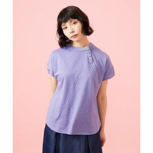 tシャツ 半袖 Frijol ドットジャカードワンポイント刺繍カットソー レディース