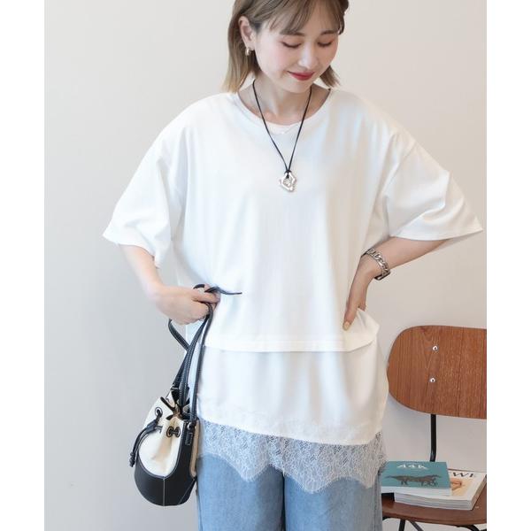 tシャツ レースドッキングTシャツ レディース