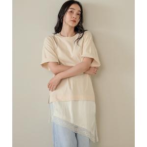 tシャツ 半袖 「daily CLIP」華奢レースドッキングT レディース