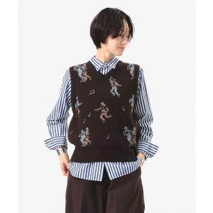 ベスト ジレ ジャカード ニットベスト レディース