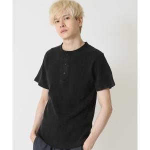 tシャツ ピグメント加工 サーマルワッフル 半袖Tシャツ クルーネック ヘンリーネック メンズ