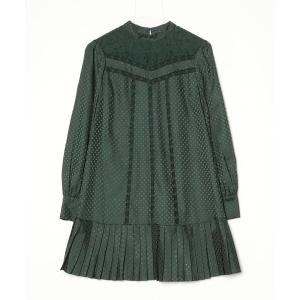 「Ted Baker」 ドット柄長袖ワンピース 0 グリーン レディース