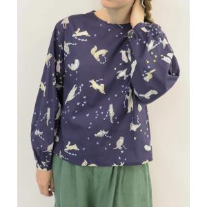 「haupia」 長袖ブラウス MEDIUM ネイビー レディース