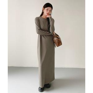 「by LEGNA」 長袖ワンピース - カーキブラウン レディース