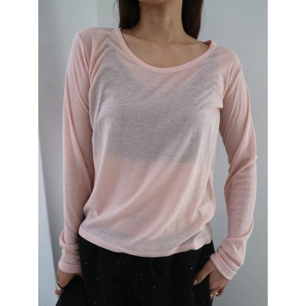 ブラウス シャツ Sheer Crew Neck Pullover レディース