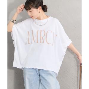 tシャツ 半袖 「WEB限定」「Americana/アメリカーナ」 AMRCN クロップド丈  ロールアッププリントTシャツ レディース