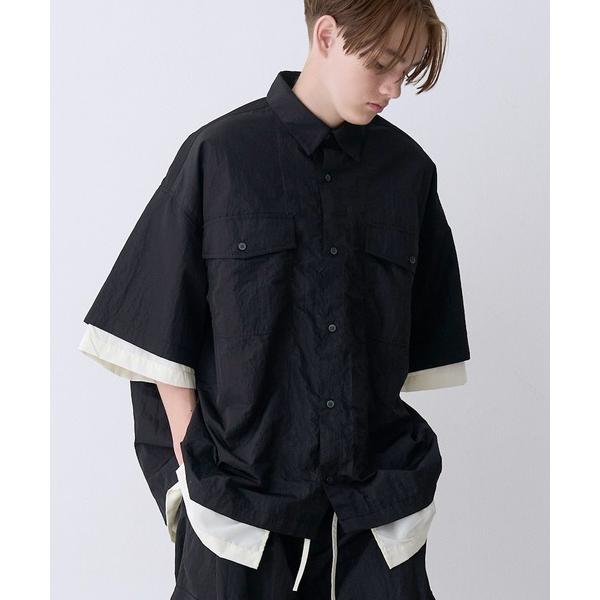 シャツ 半袖 「UNISEX」LAYERED H/S BOX SHIRTS/レイヤードショートスリー...