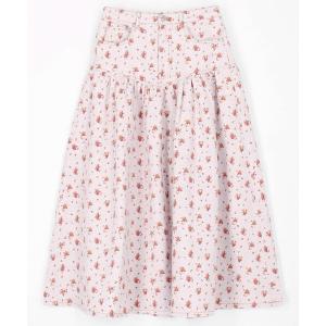 デニムスカート GANNI/ガニー Printed Paint Denim Long Skirt / A1090268 / 花柄 プリント フレア デニムスカート