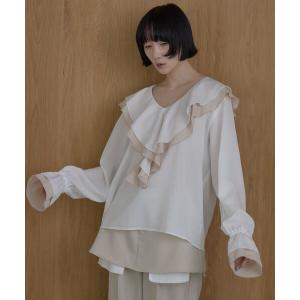 ブラウス シャツ ラッフルフリルブラウス レディース