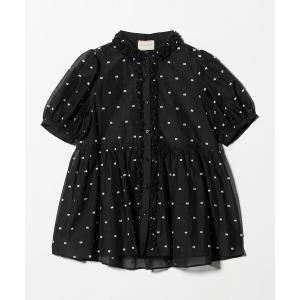 ブラウス シャツ 2トーン ドット ジャガード シャツ レディース