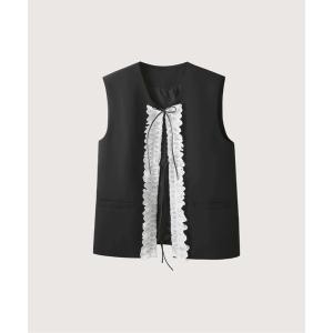 ベスト ジレ Delicate Lace Ruffle Vest レディース