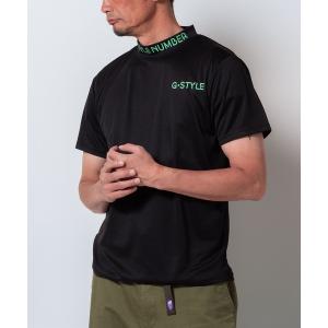 tシャツ (SA) ドライ モックネック ロゴプリント 半袖Tシャツ メンズ