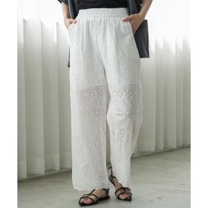 ワイドパンツ パンツ コットンレースイージーパンツ レディース