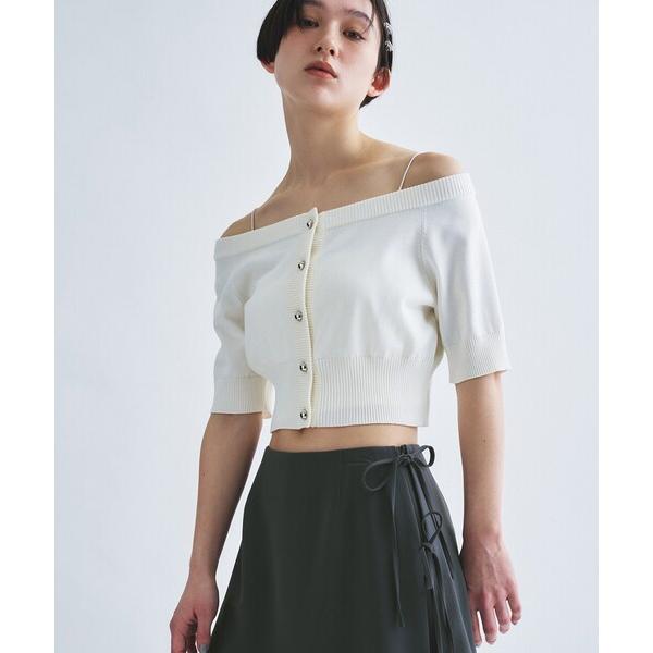 カーディガン design knit short cardigan レディース