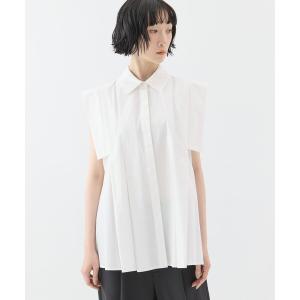 ブラウス シャツ 「CLANE/クラネ」PANELL PLEAT SQUARE SLEEVE SHIRTS/パネルプリーツスクエアスリーブシャツ
