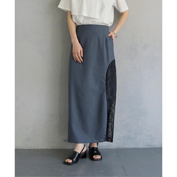 ロング スカート 夏 「＆ｇ'aime 」カーブレース切替タイトスカート　Curved Lace P...