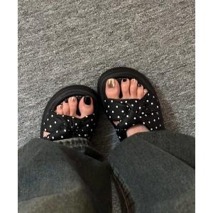 miniministore（ミニミニストア） 厚底 サンダル ドット柄クロスリボン