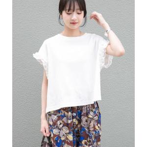 tシャツ 半袖 ドッキングフリルTシャツ レディース