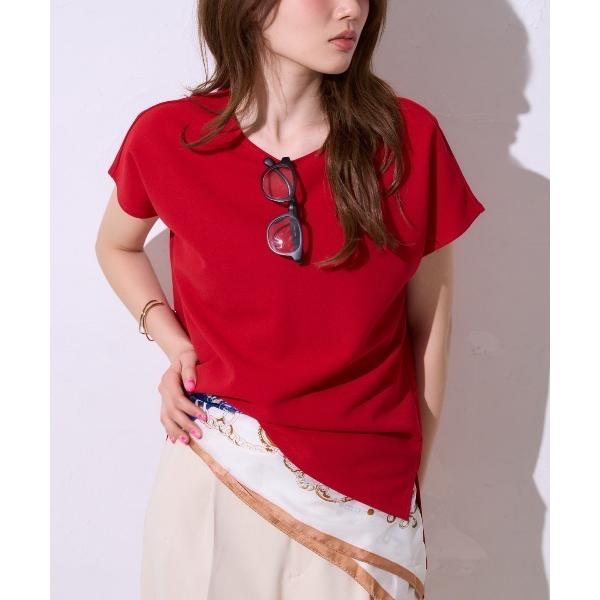 tシャツ カットジョーゼット フレンチスリーブトップス レディース