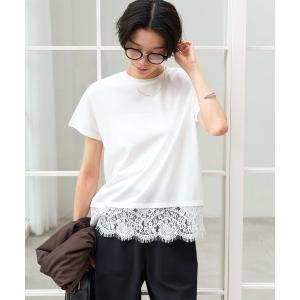 tシャツ 半袖 スソ レース ショートスリーブ カットソー レディース