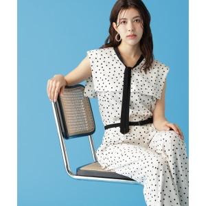 ブラウス シャツ ランダムドットプリントボウタイブラウス レディース