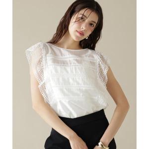 ブラウス シャツ レーステープコンビブラウス レディース