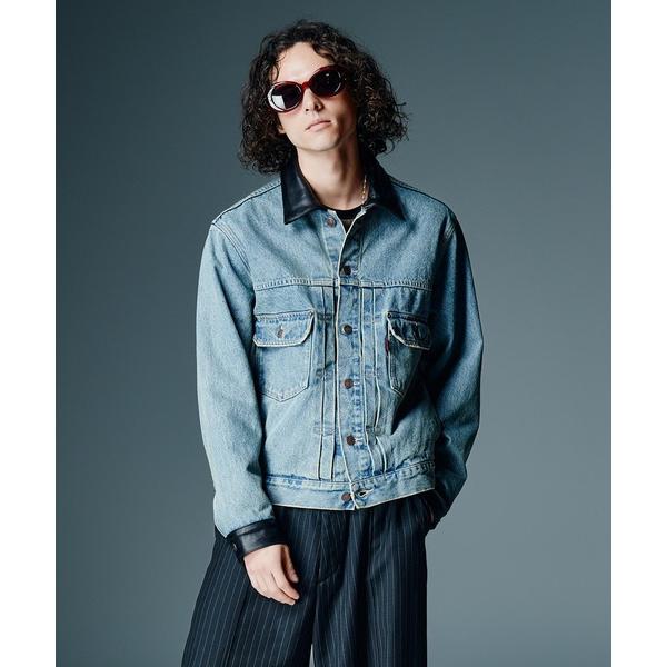 デニムジャケット gジャン Leather Combination Denim Jacket / レ...