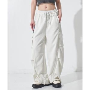 ワイドパンツ スウェットパンツ ジャージ 同色ライン カーゴ スウェットパンツ レディース