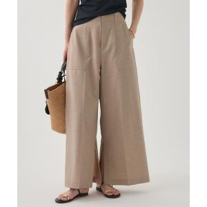 ワイドパンツ スラックス パンツ スリットフレアスラックス レディース