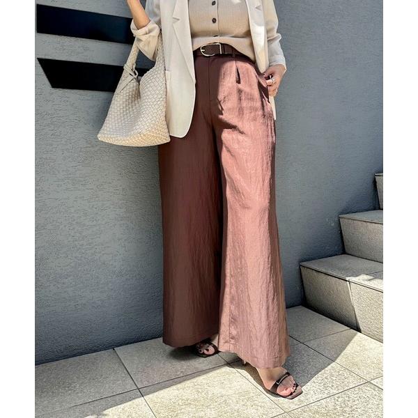パンツ ウォッシャブルフィブリルポプリンワイドパンツ レディース